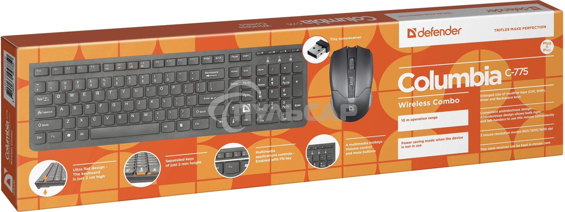 Беспроводная клавиатура/мышь Defender COLUMBIA C-775 RU черный