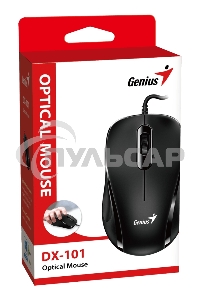 Мышь проводная Genius DX-101 черный, 1200 dpi, USB, кнопки - 3