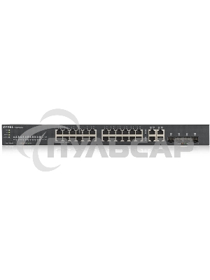 Коммутатор ZYXEL GS1920-24v2 Hybrid Smart switch Zyxel Nebula Flex, 24xGE, 4xCombo (SFP/RJ-45), silent (fanless), Standalone / cloud management