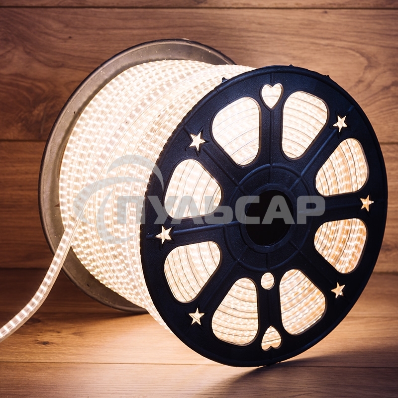 Лента светодиодная Neon-night 220 В, 6.5x15 мм, IP67, SMD 3014, 240 LED/m, цвет свечения теплый белый, 100 м