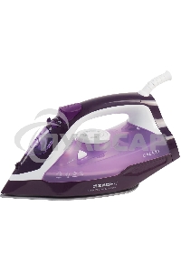 Утюг Galaxy Line GL 6124, фиолетовый с белым, паровой, 2500 Вт, постоянный пар 50 г/мин, паровой удар 230 г/мин, функции: самоочистка, антикапля, антинакипь, функция увлажнения, вертикальное отпаривание, защита от перегрева, индикатор нагрева, керамическо