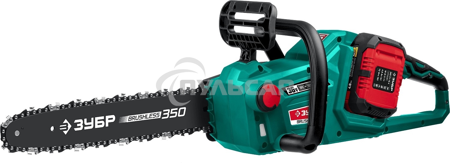 Пила цепная ЗУБР 36В бесщеточная, 2х18В АКБ (4А·ч). ПЦЛ-3635-42