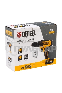 Дрель-шуруповерт Denzel CDL-18-0, Аккумуляторная, 18В, Без АКБ и ЗУ