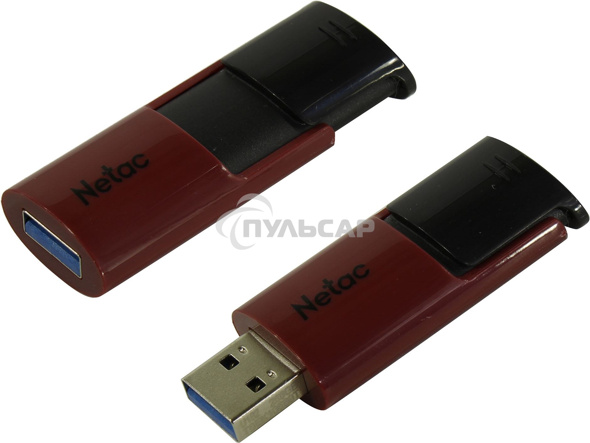 Флешка USB Netac U182 NT03U182N-256G-30RE, USB 3.0 256 Gb, retail version, черный/красный