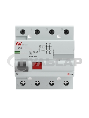 Выключатель дифференциального тока (УЗО) Averes DV 4P 25А/300мА (AC) электромеханическое