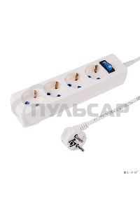 Сетевой фильтр PROconnect STANDARD 4 гнезда, 5 м, 3х0.75 мм², с/з, белый