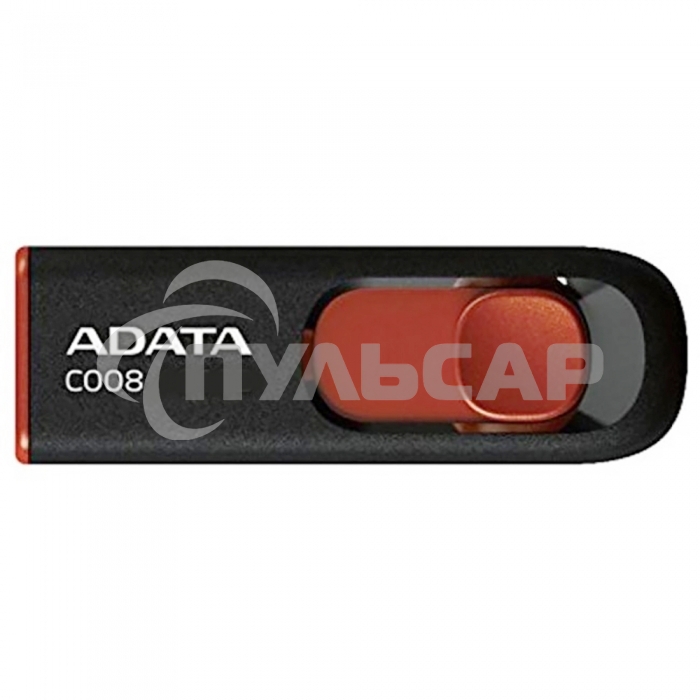 Флешка USB ADATA С008 (AC008-64G-RKD), 64 Gb, USB 2.0, R/W 15/5, черный/красный