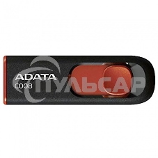 Флешка USB ADATA С008 (AC008-64G-RKD), 64 Gb, USB 2.0, R/W 15/5, черный/красный