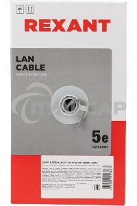 Кабель витая пара Rexant LIGHT U/UTP, категория 5e, ZH нг(А)-HF, 4PR, 24AWG, внутренний, серый, 305 м