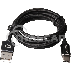 Кабель Qumo Type-С кабель, 1м, USB 2.0, 5В, 2А, 10Вт, PVC оплетка, PVC molded коннектор, черный