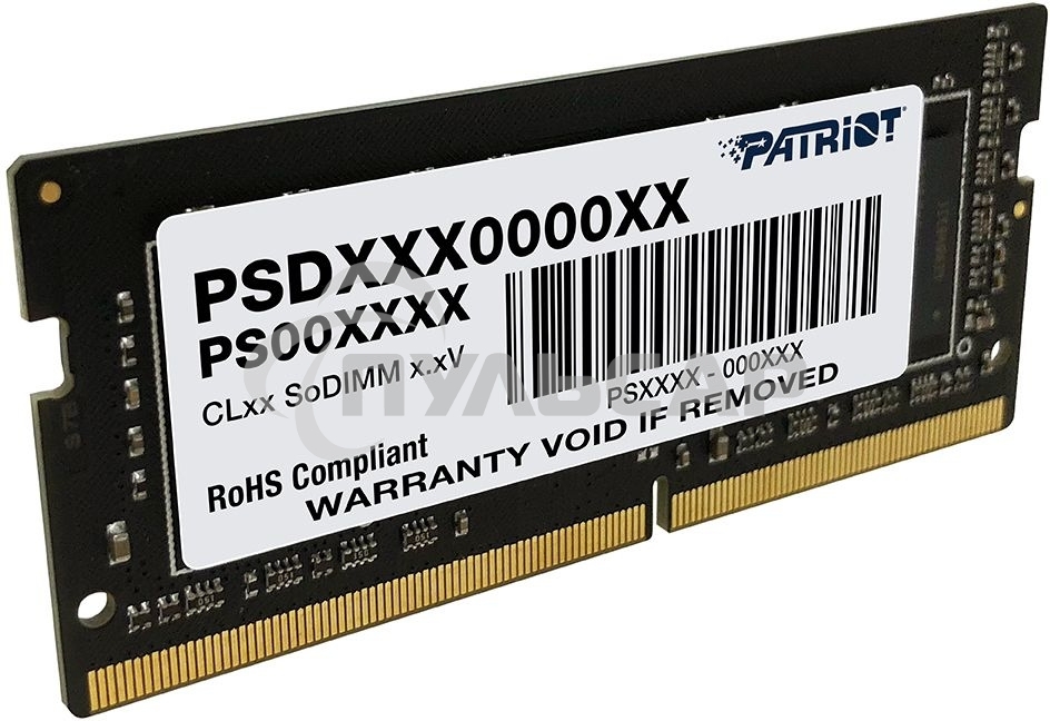Оперативная память Patriot Signature, DDR4, 16Gb (1x16 Gb), 3200 MHz, CL22, SO-DIMM