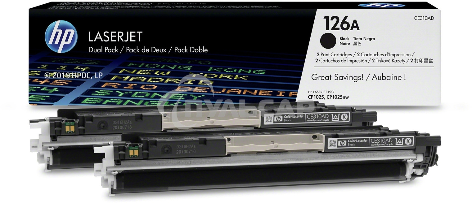 Картридж лазерный HP CE310AD черный двойная упаковка для LaserJet Pro CP102 2 х 1200 стр.