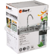 Измельчитель пищевых отходов Bort TITAN 4000 390 Вт; 4,2 кг/мин; 2800 об/мин; 1200 мл; Металл ; набор аксессуаров 4 шт [91275769]