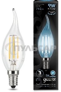 Лампа светодиодная Filament Свеча на ветру E14 9Вт 4100К Gauss 104801209