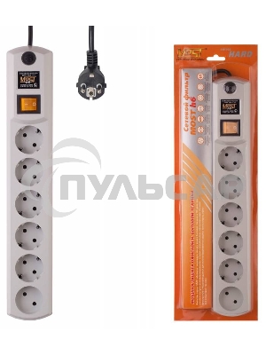 Сетевой фильтр Most H6 2м (6 розеток) белый (коробка)