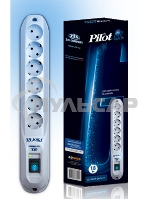Сетевой фильтр Pilot GL 1.8м (6 розеток) белый (коробка)