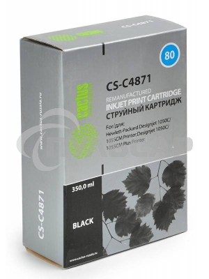 Картридж струйный Cactus CS-C4871 №80 черный (350 мл.) для HP DesignJet 1050C/1055CM/1000