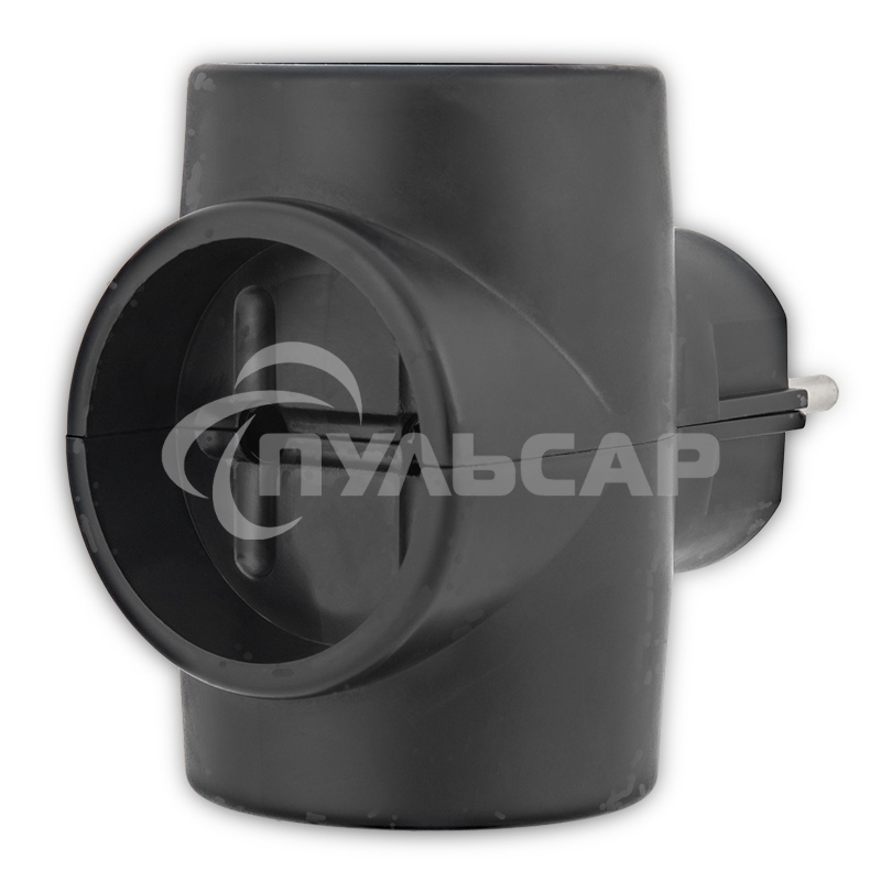 Тройник электрический 6А без заземления, черный Rexant