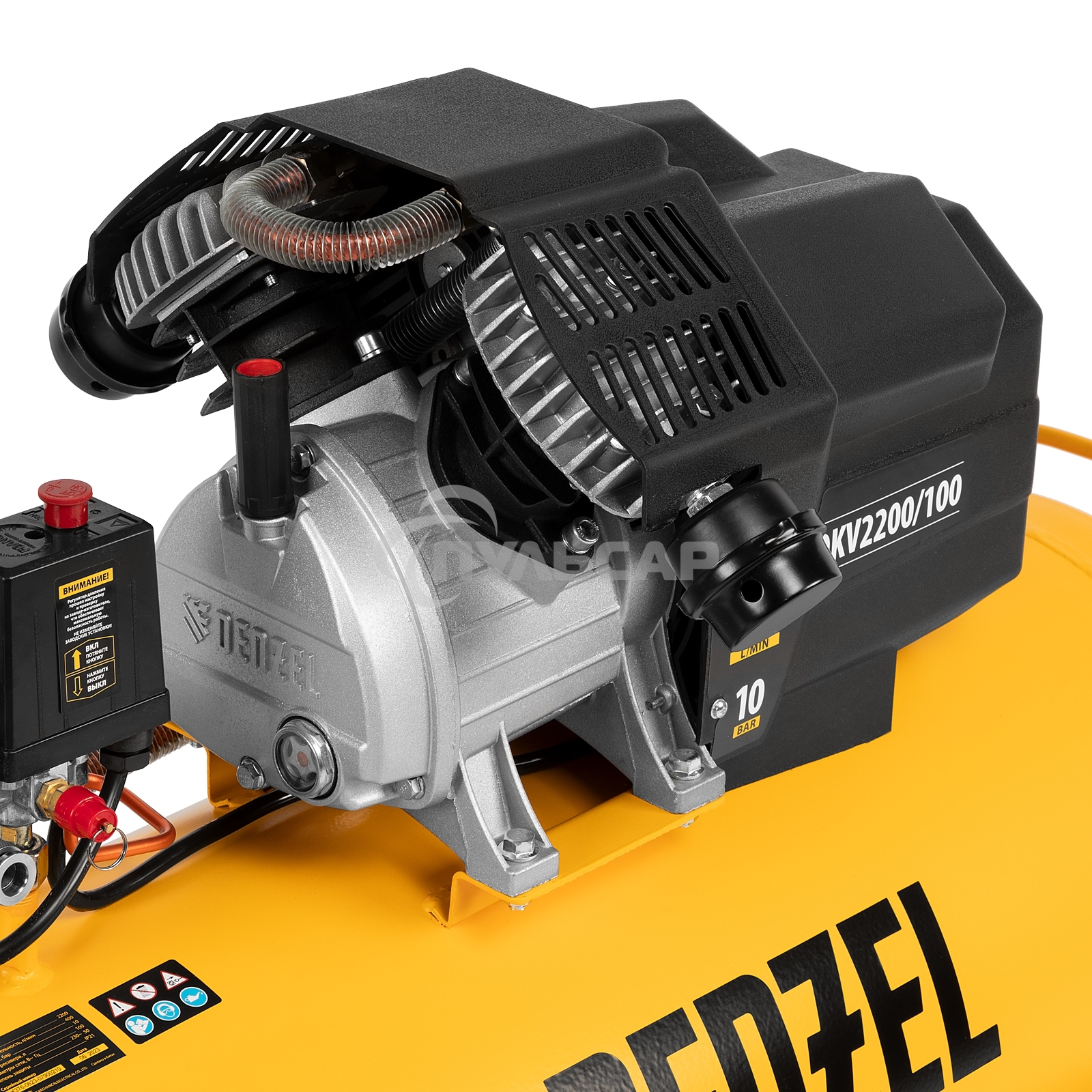 Компрессор Denzel воздушный DKV2200/100,Х-PRO 2.2 кВт, 400 л/мин, 100л 58079