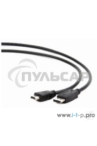 Кабель Cablexpert DisplayPort->HDMI, 7.5м, 20M/19M, черный, экран, пакет 