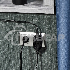 Тройник электрический 6А без заземления, черный Rexant