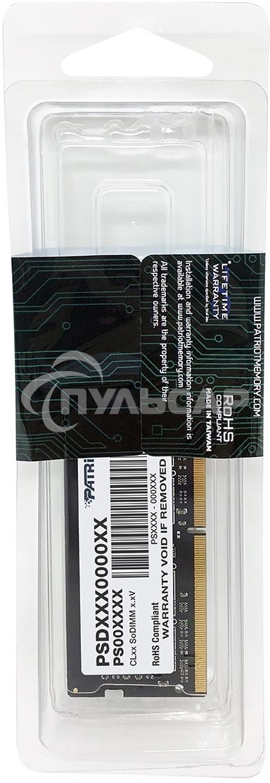 Оперативная память Patriot Signature, DDR4, 16Gb (1x16 Gb), 3200 MHz, CL22, SO-DIMM