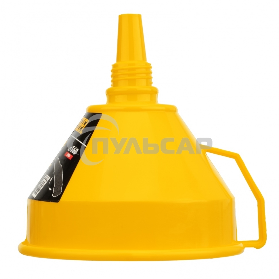 Воронка пластиковая Denzel 160 мм с металлическим ситом, непроливайкой и гибким наконечником