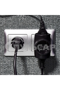 Тройник электрический 6А без заземления, черный Rexant