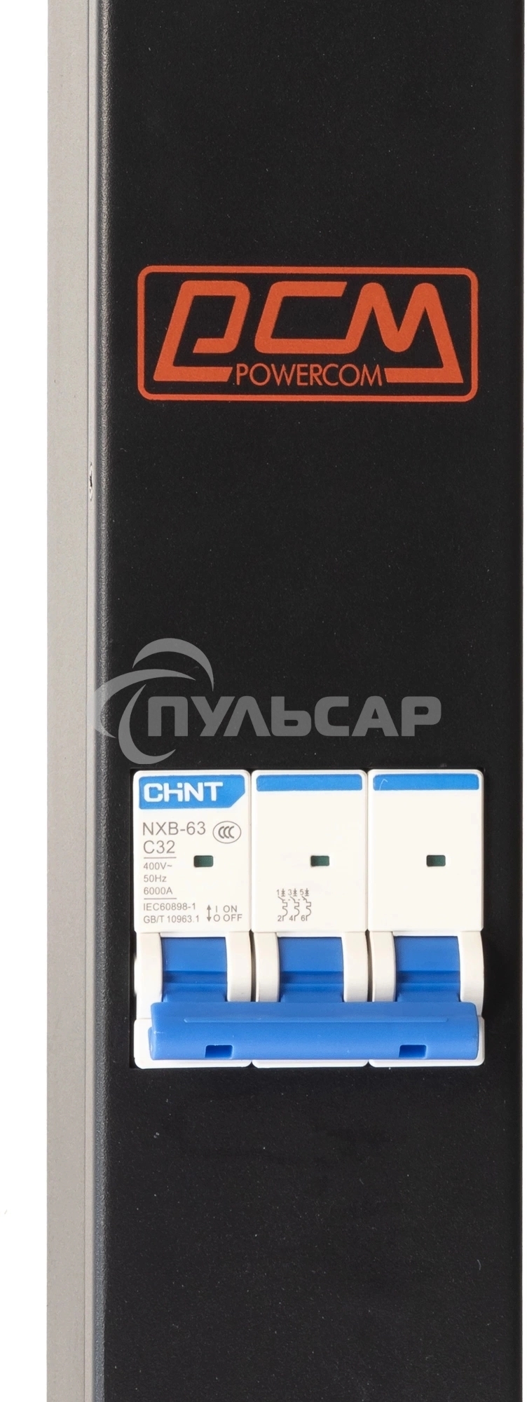 Блок распределения питания Powercom PDU-32AVMS24-18C3-6C9-3P верт.размещ. 18xC13 6xC19 с сетевым мониторингом 3x32A EN 60309 2м