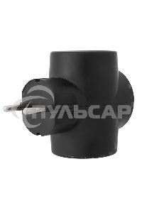 Тройник электрический 6А без заземления, черный Rexant