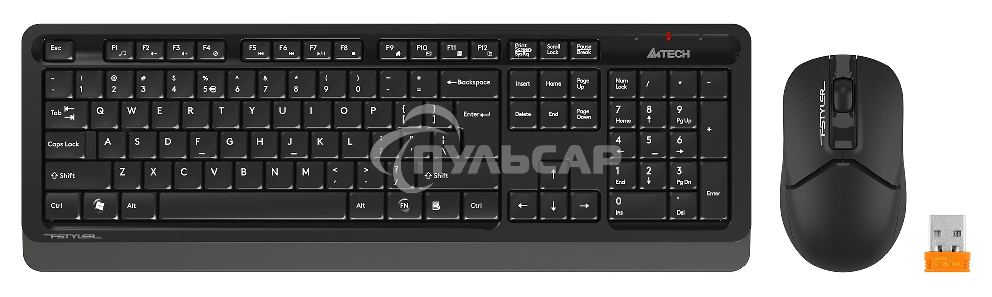 Комплект клавиатура + мышь A4Tech Fstyler FG1012 клав:черный/серый мышь:черный USB беспроводная Multimedia