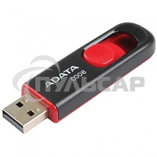 Флешка USB ADATA С008 (AC008-64G-RKD), 64 Gb, USB 2.0, R/W 15/5, черный/красный