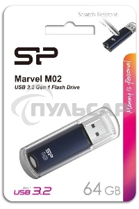 Флешка USB R/W 64 Gb Silicon Power Marvel M02, USB 3.2, синий