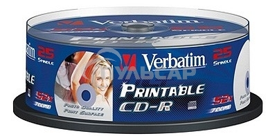 Диск CD-R Verbatim 700Mb 52x Cake Box (25шт) Printable (43439)
