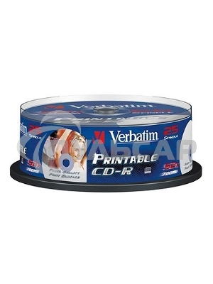 Диск CD-R Verbatim 700Mb 52x Cake Box (25шт) Printable (43439)