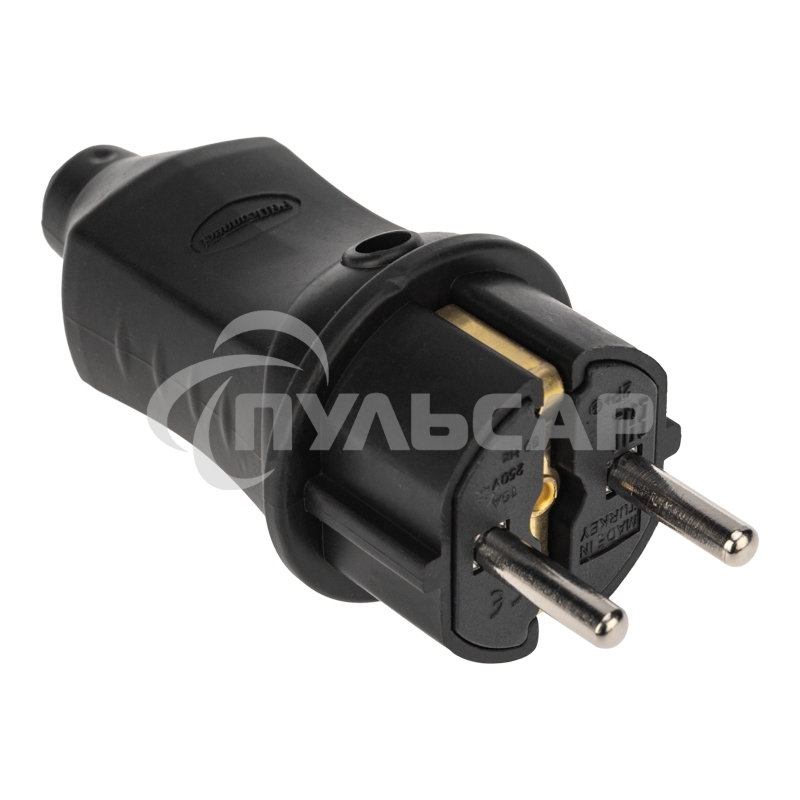 Вилка прямая влагозащищенная 2P+PE 230V, 16 А, IP44 каучук PROconnect
