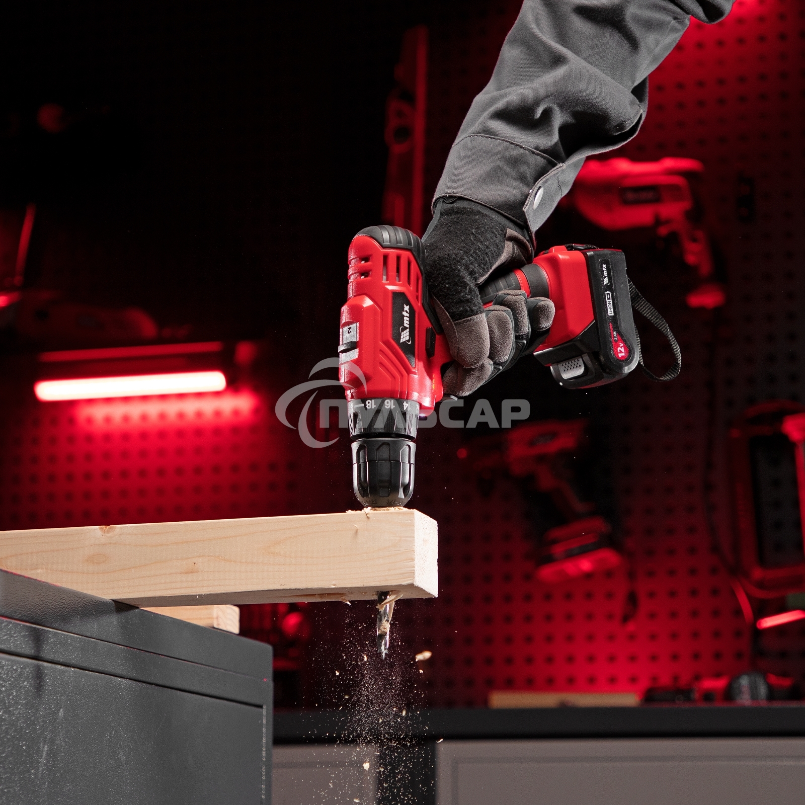 Дрель-шуруповерт MTX MCDL-12-02, Аккумуляторная, 12В, 2 АКБ, Кейс