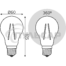 Лампа cветодиодная Gauss Filament А60 12W 1250lm 4100К Е27 LED 1/10/40