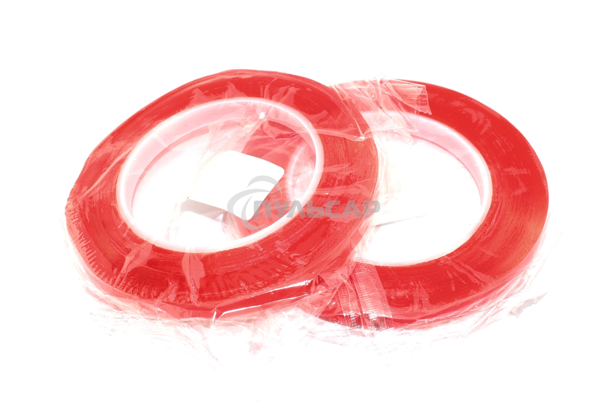 Скотч двусторонний прозрачный 3M с красной защитной лентой ширина 10мм 25м 2 шт