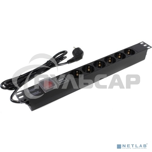 Блок розеток горизонтальный ExeGate ServerPro PDU-19H608 Al-6S-EU2-SW-SPD1, 19