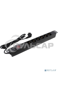 Блок розеток горизонтальный ExeGate ServerPro PDU-19H608 Al-6S-EU2-SW-SPD1, 19