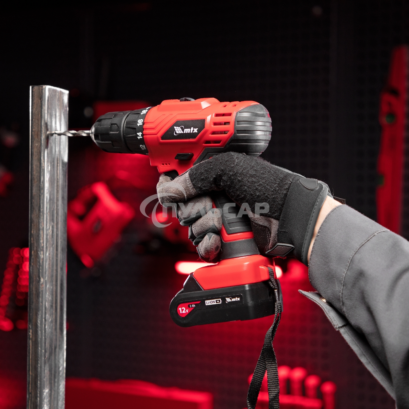 Дрель-шуруповерт MTX MCDL-12-02, Аккумуляторная, 12В, 2 АКБ, Кейс