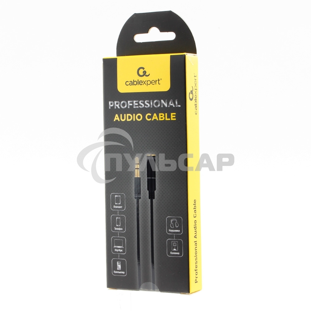 Кабель аудио удлинительный Cablexpert CCAB-02-35MF-2MB. 3.5 Jack (M)/3.5 Jack (F), черный, 2м, блистер