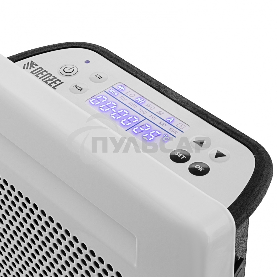 Конвектор гибридный Denzel HybridX-1500 белый, 1500 Вт, 25 м2, термостат, дисплей