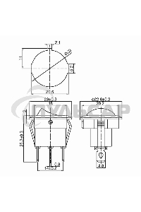 Выключатель клавишный Rexant круглый 12V 20А (3с) ON-OFF зеленый с подсветкой