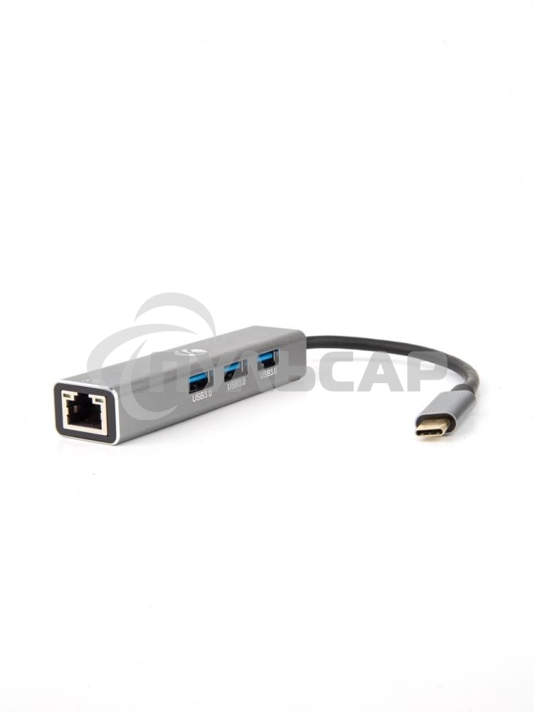 Кабель-концентратор USB 3.1 Type-Cm --> RJ-45+3port USB3.0(f) Aluminum Shell VCOM <DH311A>