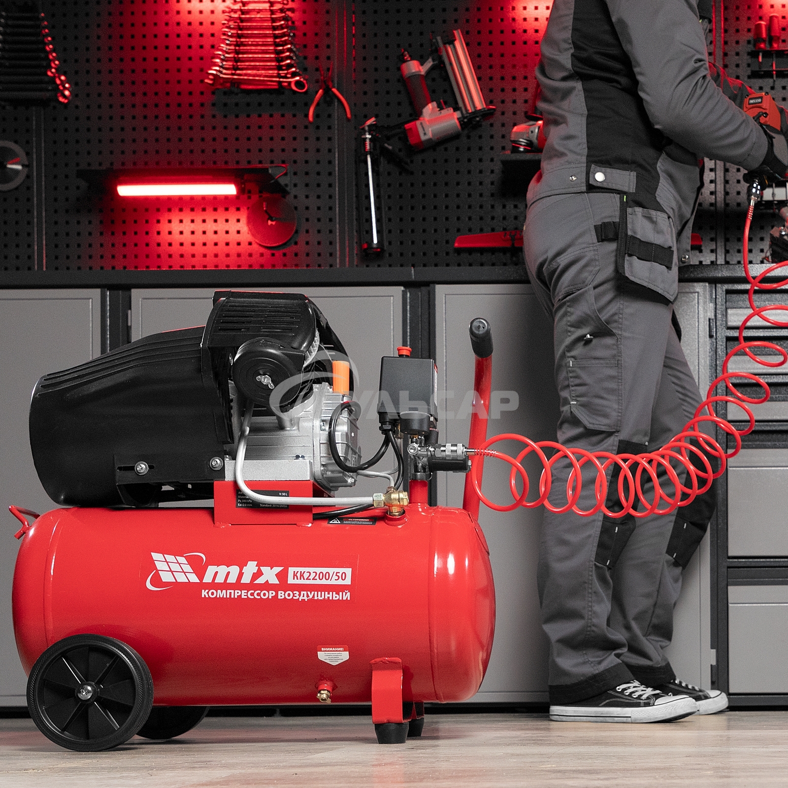 Компрессор воздушный КК-2200/50, 2,2 кВт, 350 л/мин, 50 л, прямой привод, масляный MTX