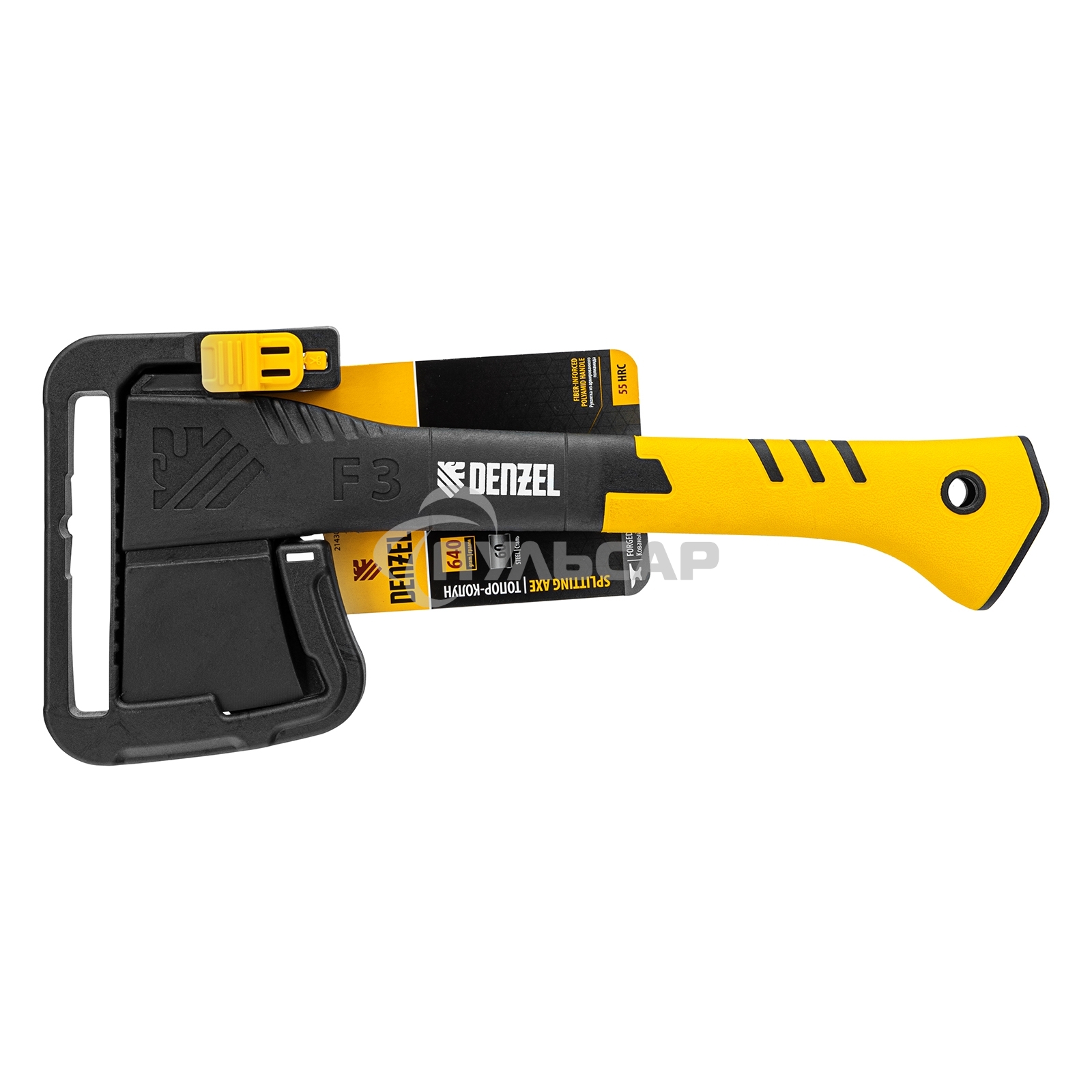 Топор-колун Denzel 21430 F3, 640 гр, двухкомпонентная рукоятка, 320 мм