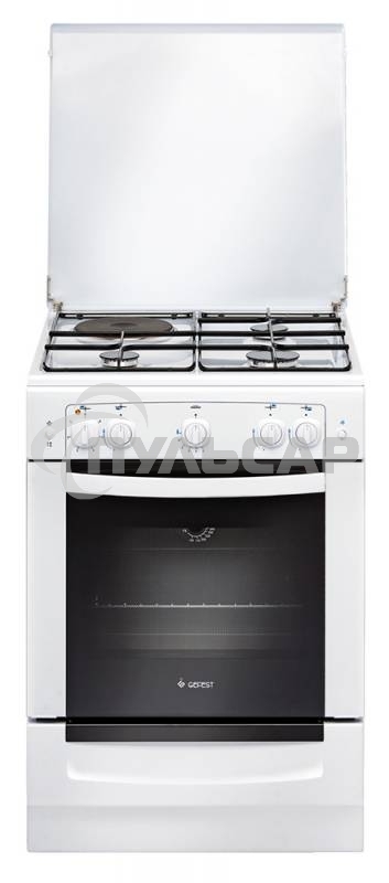 Плита комбинированная Gefest ПГЭ 6110-01 белый, конфорок 3 газовых и 1 электрическая, духовка 52 л, 60 см x 85 см x 60 см