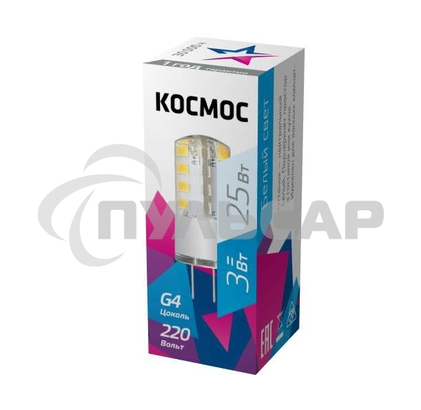 Лампа светодиодная LED 3Вт 220В G4 4500К Космос LksmLED3wJCG4220v45
